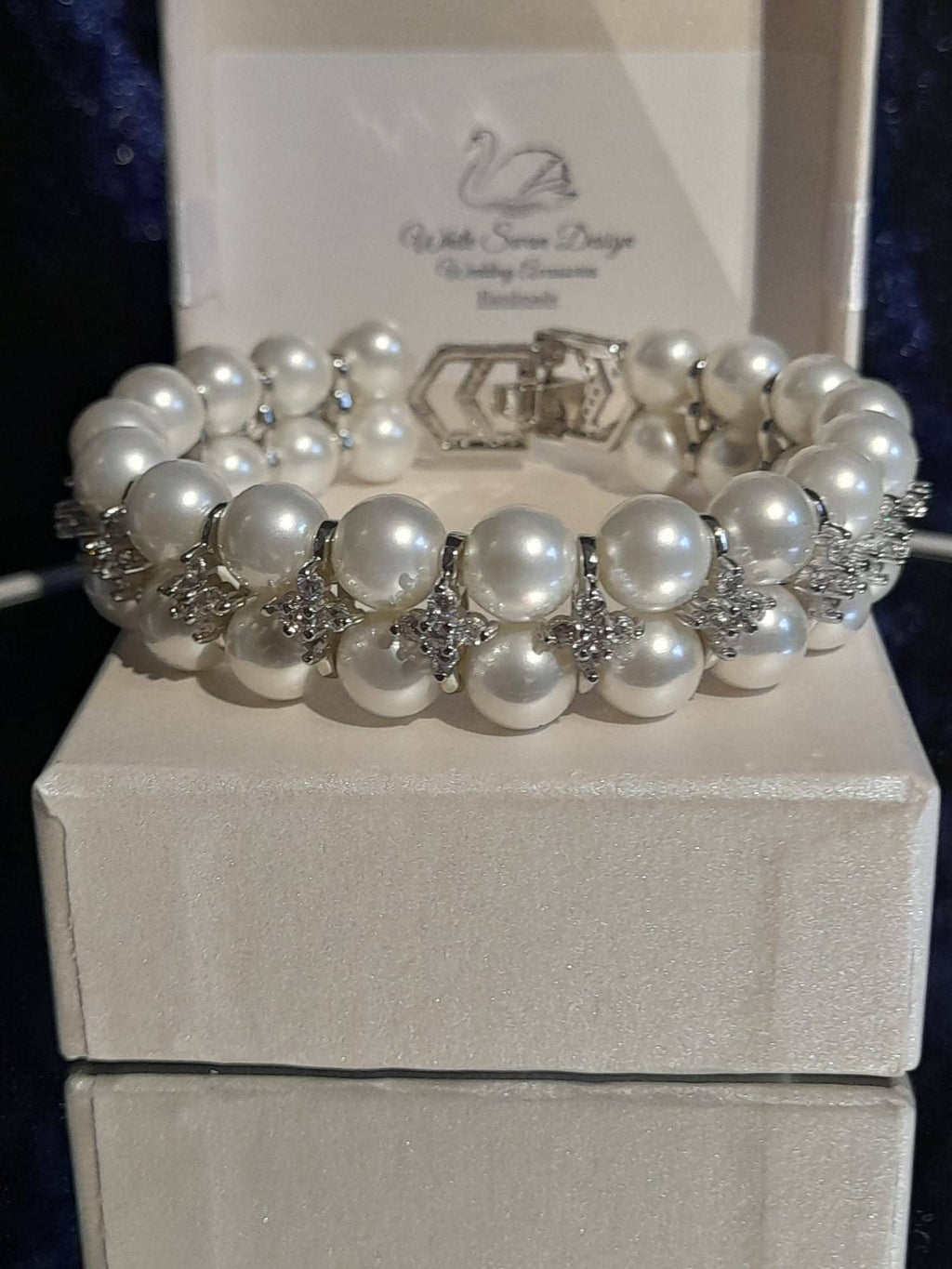Pearl Bridal Bracelet: Silver Cubic Zirconia Wedding Jewelry