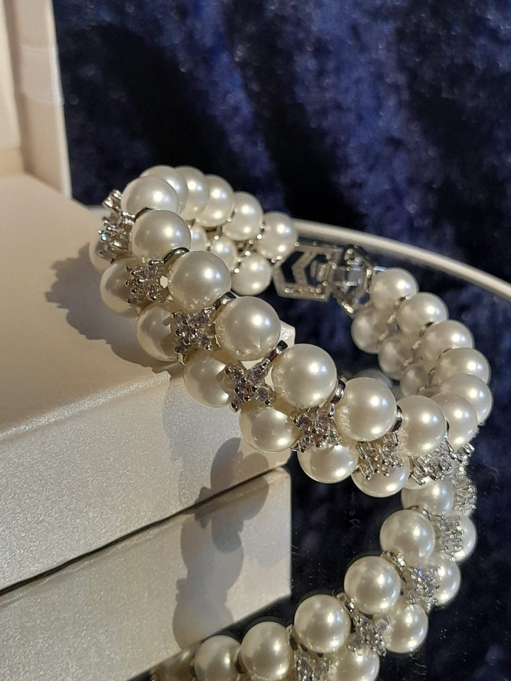 Pearl Bridal Bracelet: Silver Cubic Zirconia Wedding Jewelry