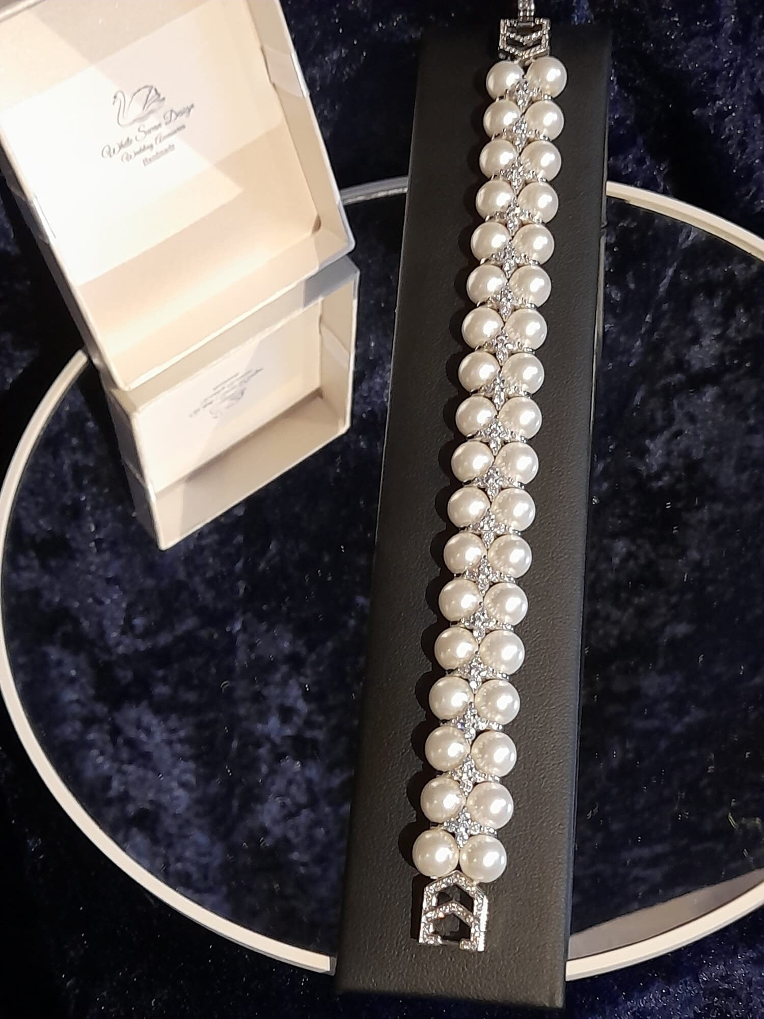 Pearl Bridal Bracelet: Silver Cubic Zirconia Wedding Jewelry