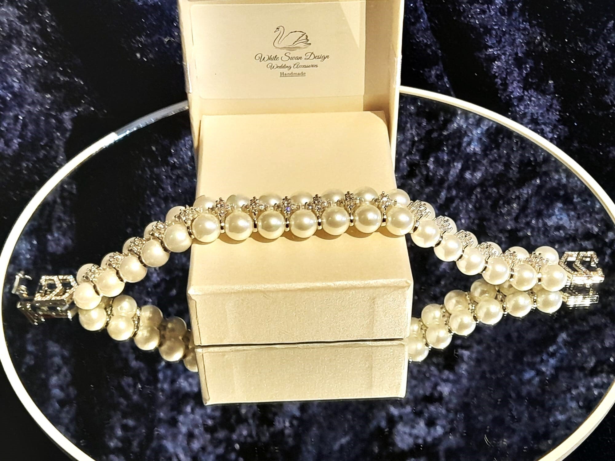 Pearl Bridal Bracelet: Silver Cubic Zirconia Wedding Jewelry