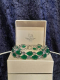 Emerald Green Cubic Zirconia Bracelet: Silver Bridal Jewelry