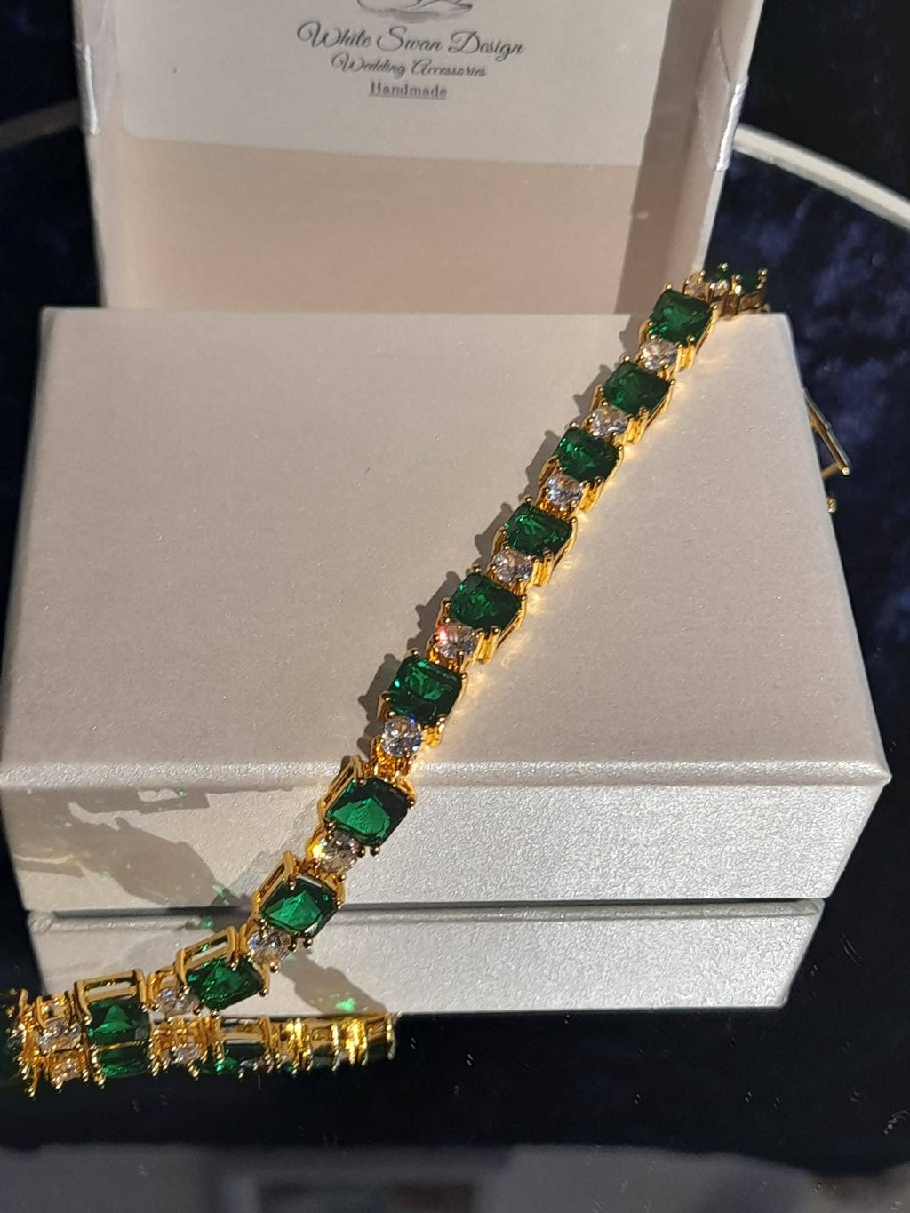 Emerald Green Bracelet ,Gold Plated Bracelet,Gift For Her