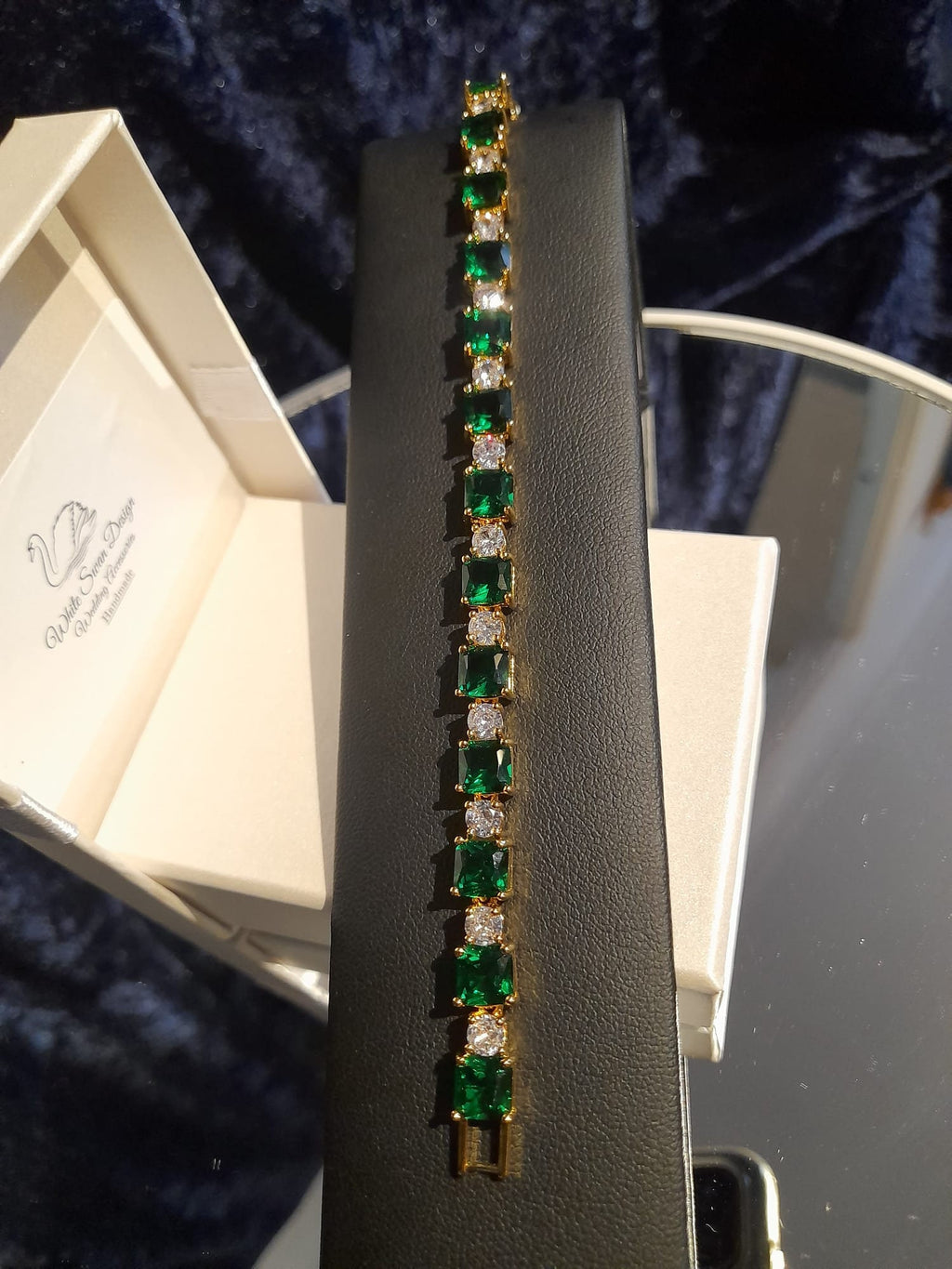 Emerald Green Bracelet ,Gold Plated Bracelet,Gift For Her