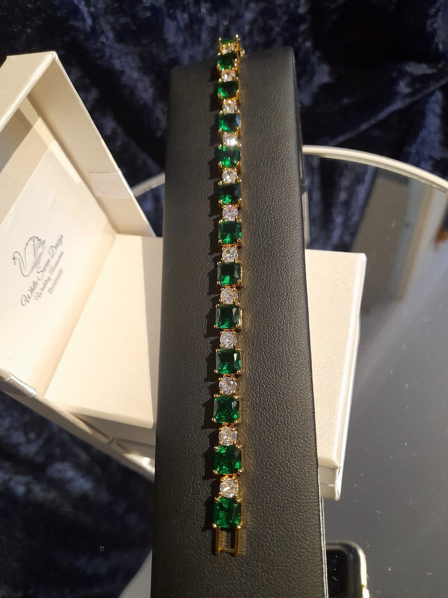 Emerald Green Bracelet ,Gold Plated Bracelet,Gift For Her