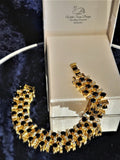 Gold Bridal Bracelet: Black Cubic Zirconia Copper Bracelet