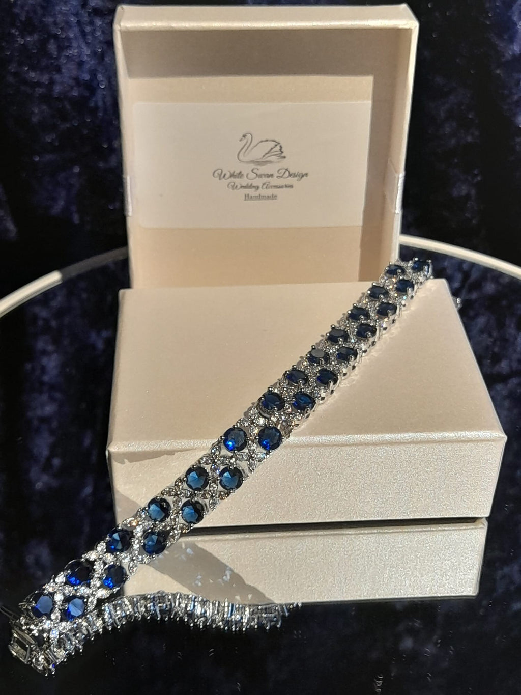 Royal Blue Crystal Bracelet In Elegant Sapphire Style, Gift For Her