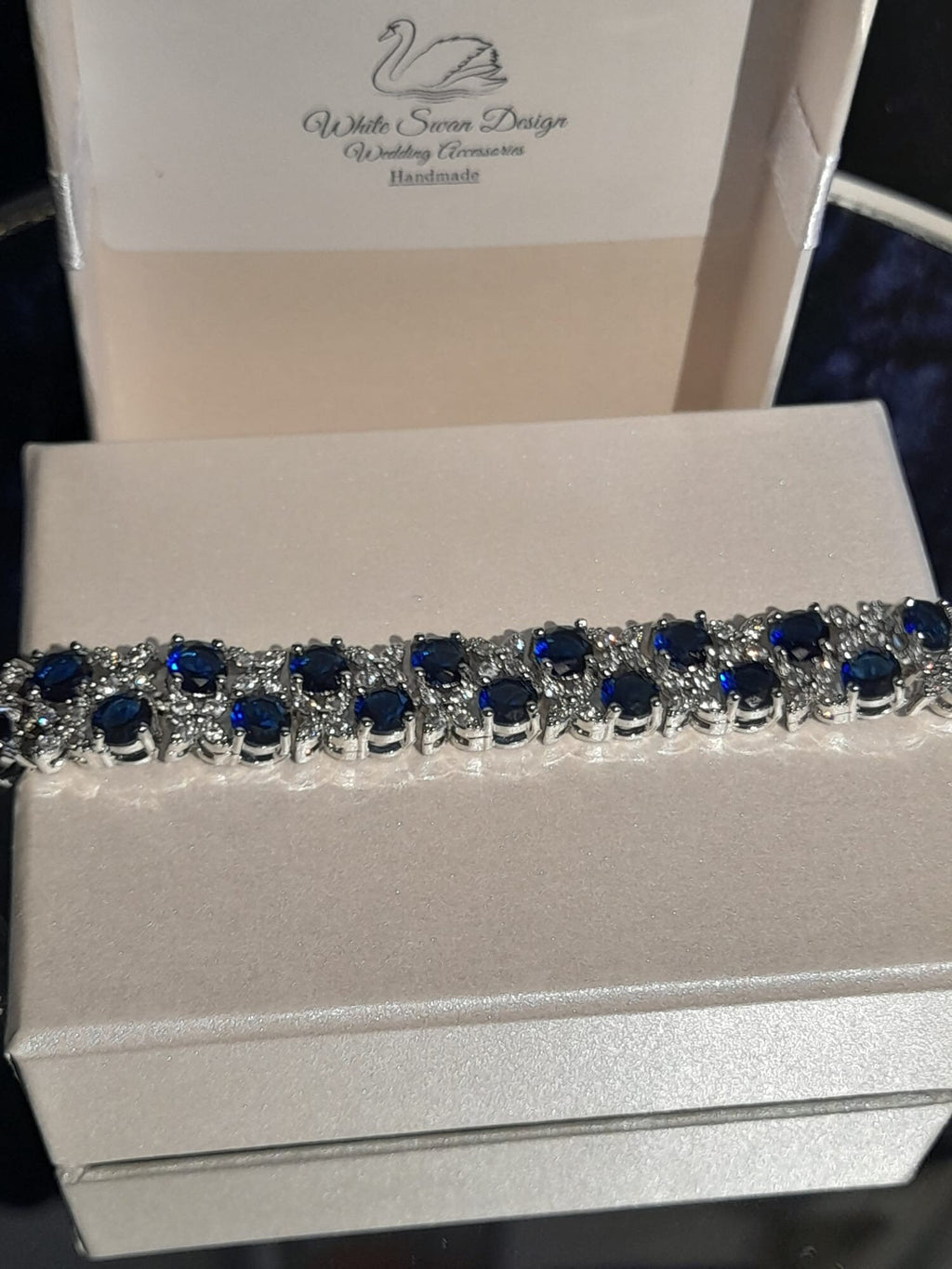 Royal Blue Crystal Bracelet In Elegant Sapphire Style, Gift For Her