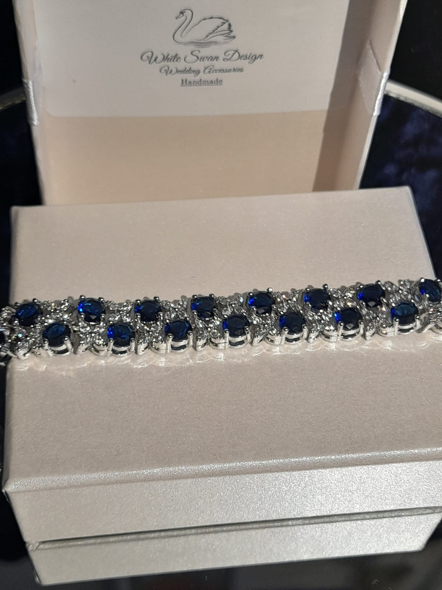 Royal Blue Crystal Bracelet In Elegant Sapphire Style, Gift For Her