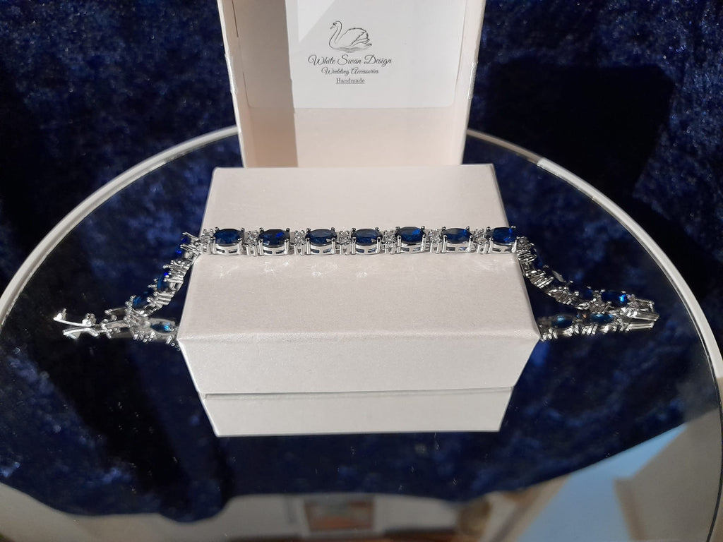 Royal Blue Crystal Bracelet: Elegant Sapphire Jewelry Gift