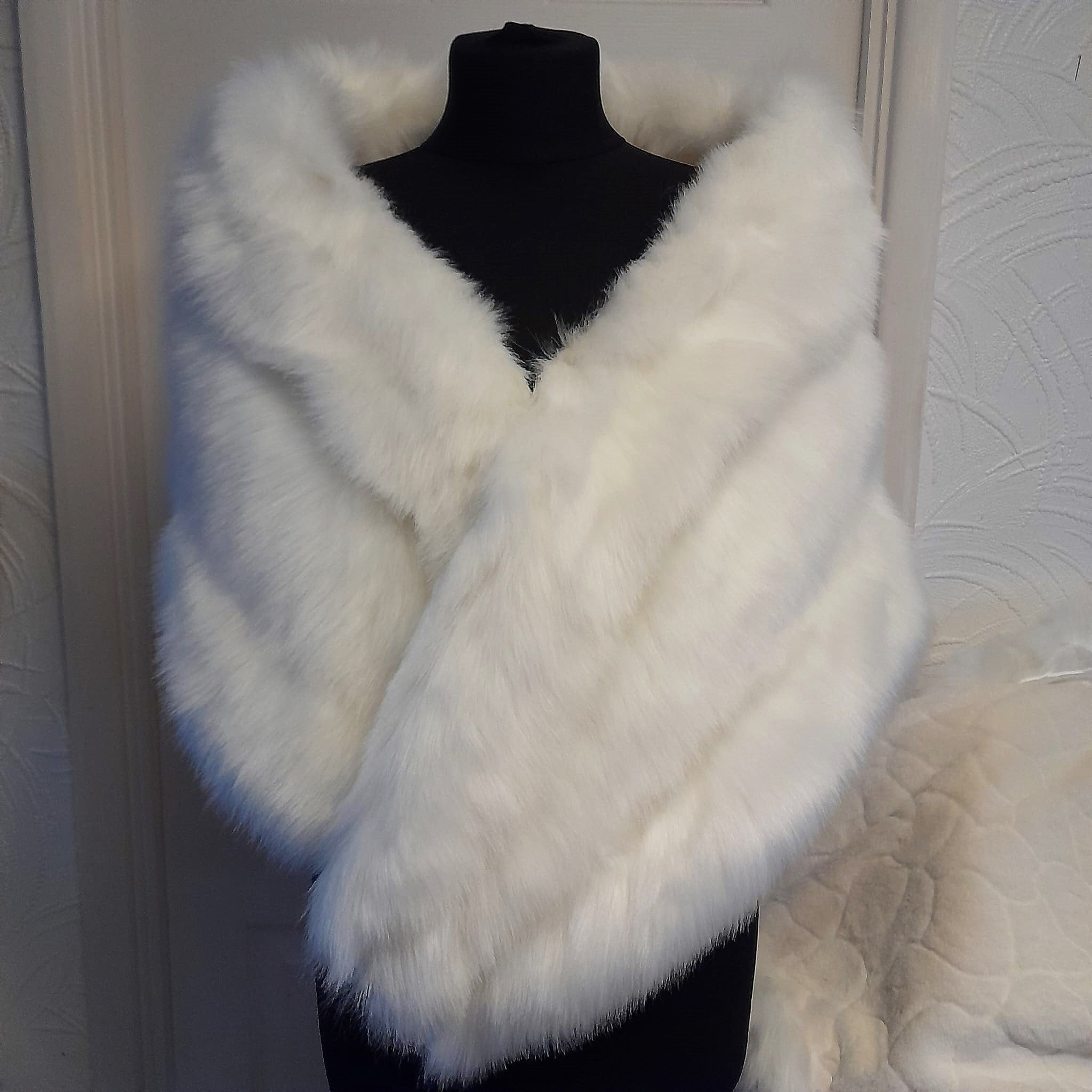 Ivory Faux Fur Shawl,Bridal Wrap,Coverup For Bridesmaid