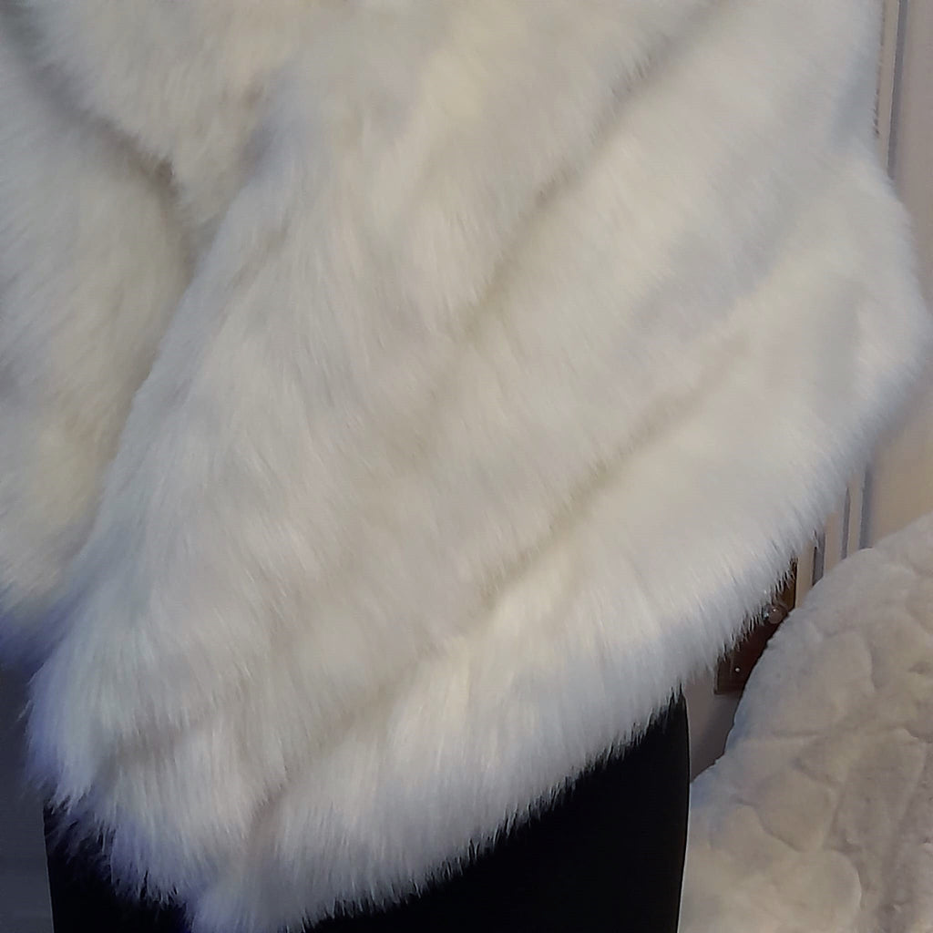 Ivory Faux Fur Shawl,Bridal Wrap,Coverup For Bridesmaid