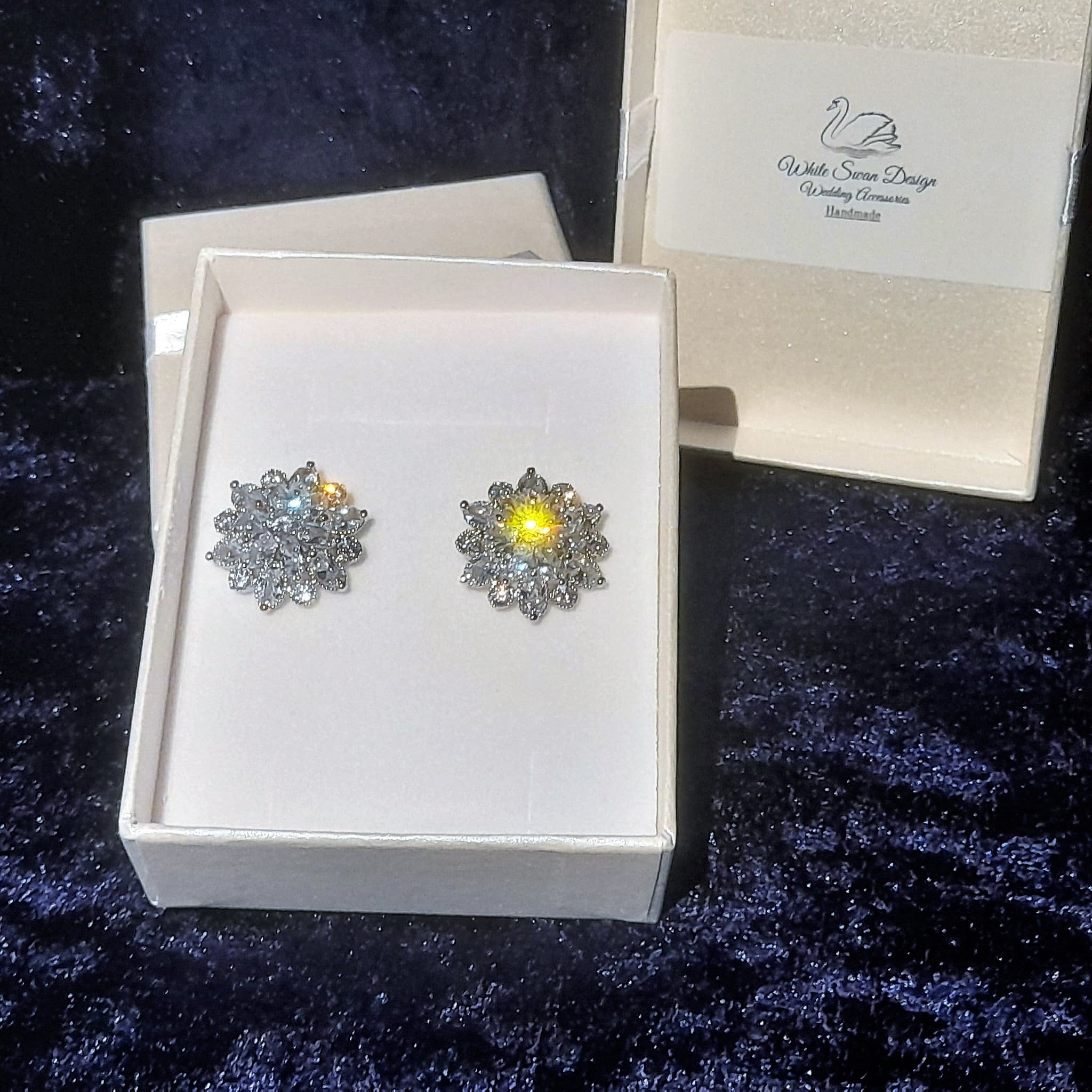 Swarovski Wedding Stud Earrings, Silver Plated Jewelry