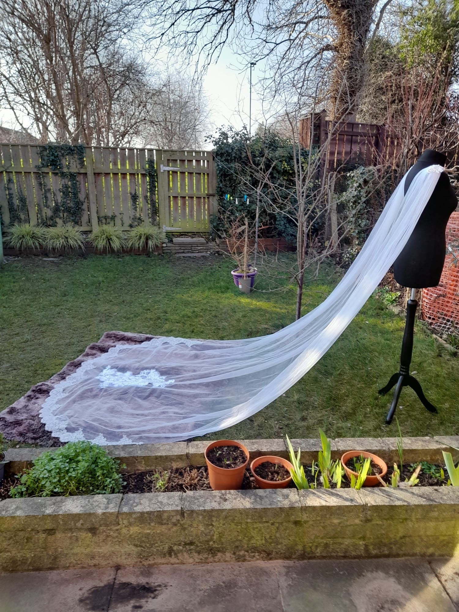 White Peacock Wedding Cape Veil: Cathedral Length Bridal Cloak