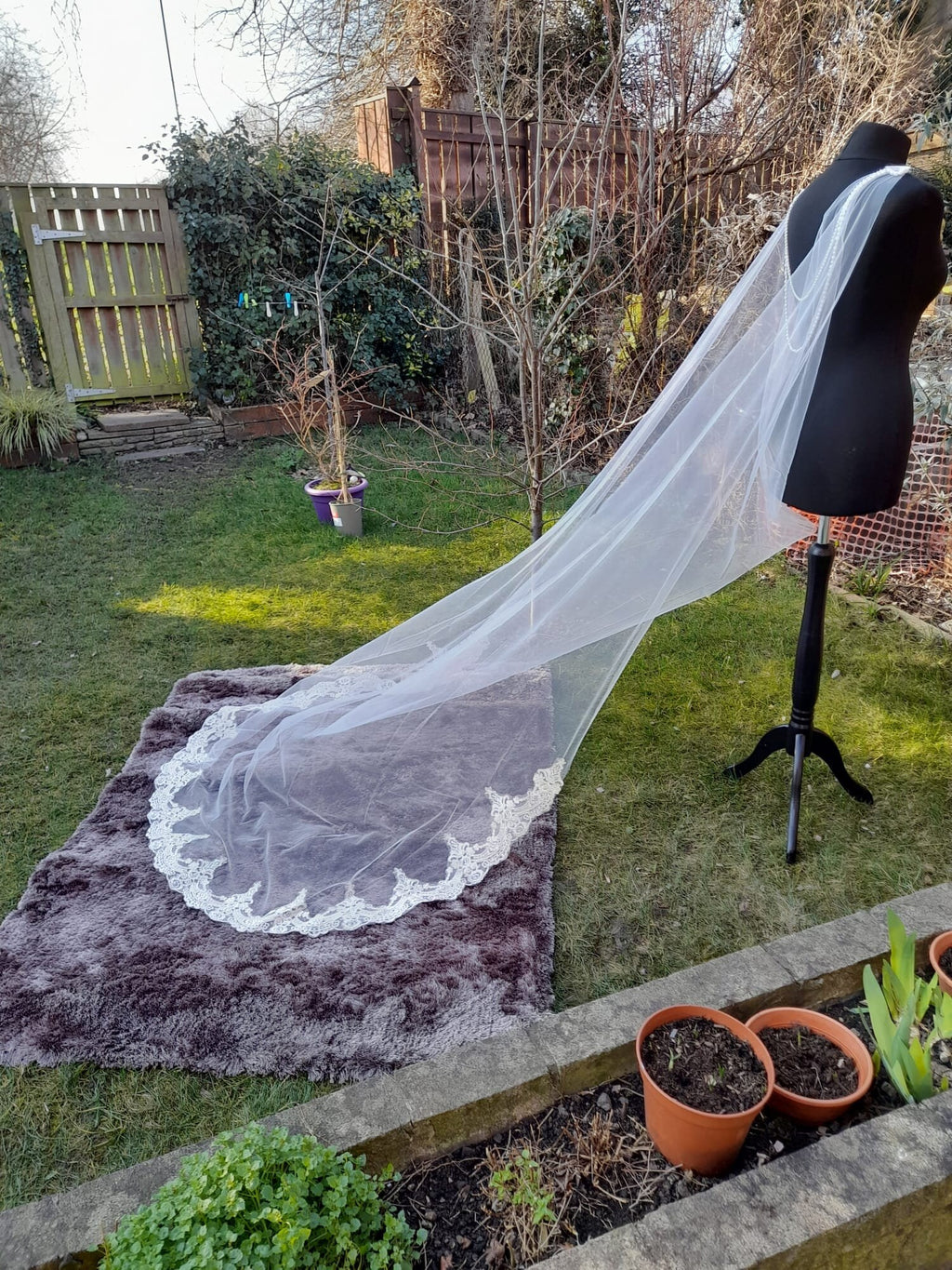 Lace Edge Wedding Cloak: Handmade Bridal Cape Veil