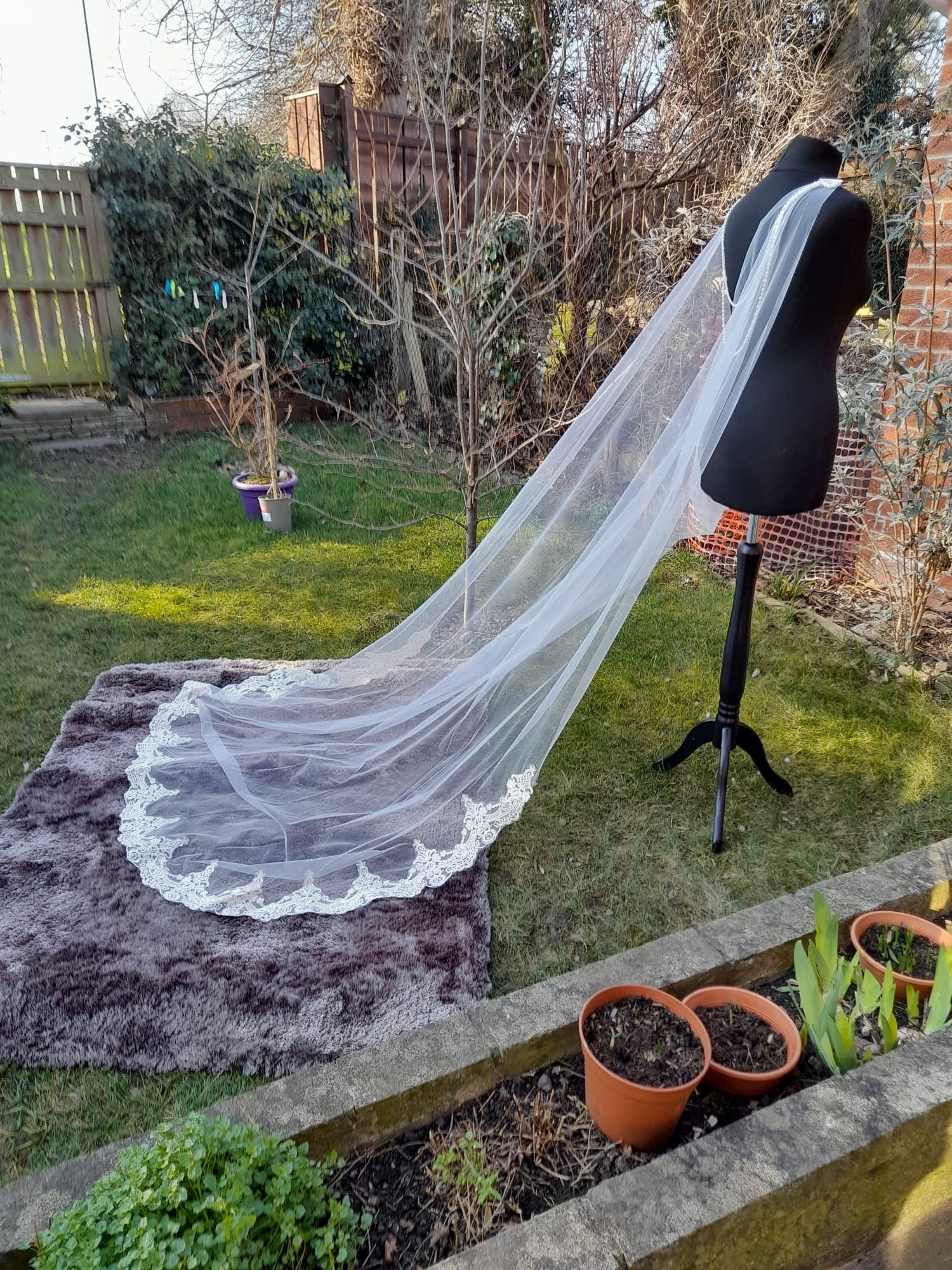 Lace Edge Wedding Cloak: Handmade Bridal Cape Veil