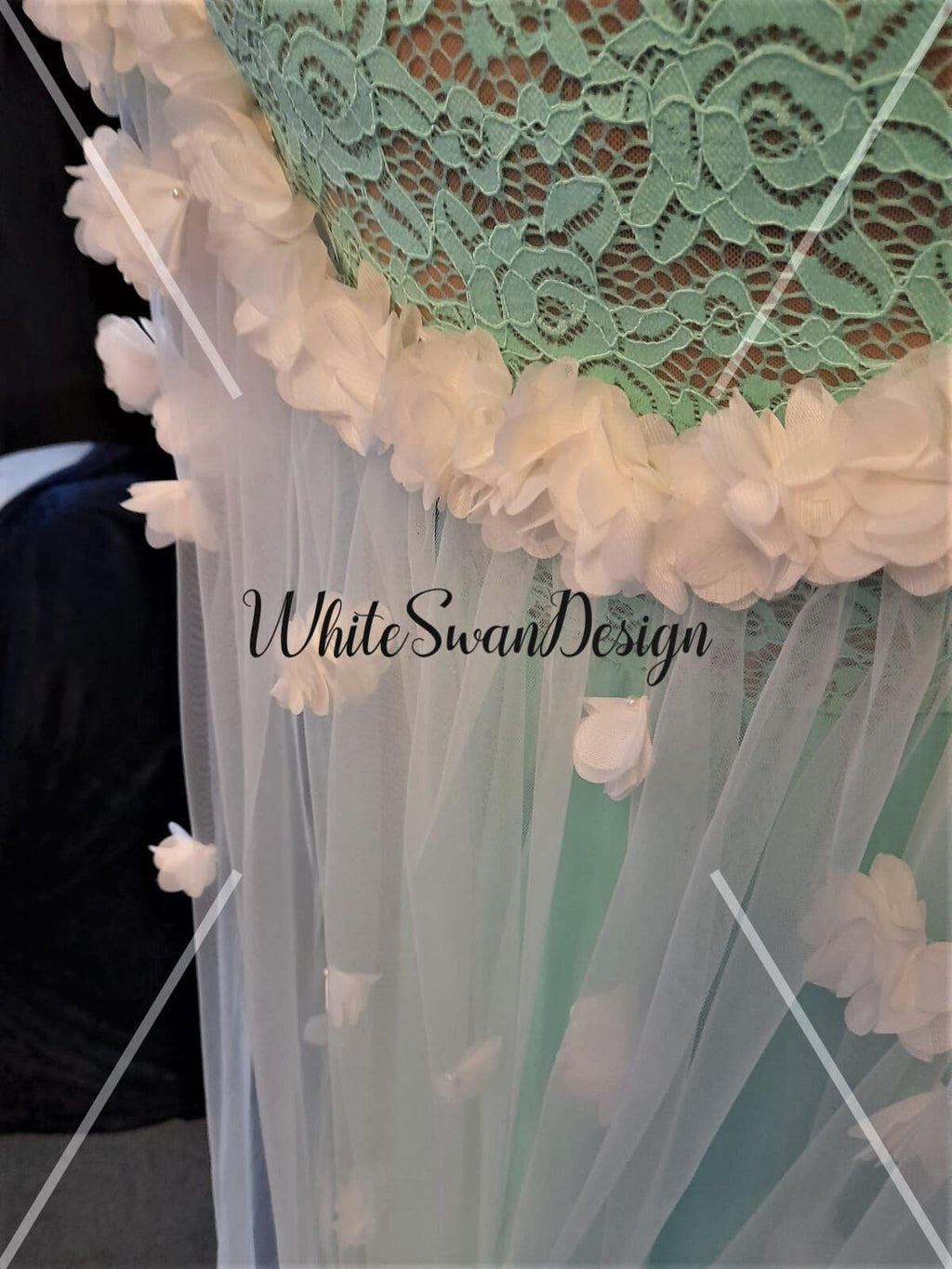 Off-White Wedding Cape Veil with 3D Flowers and Sleeves