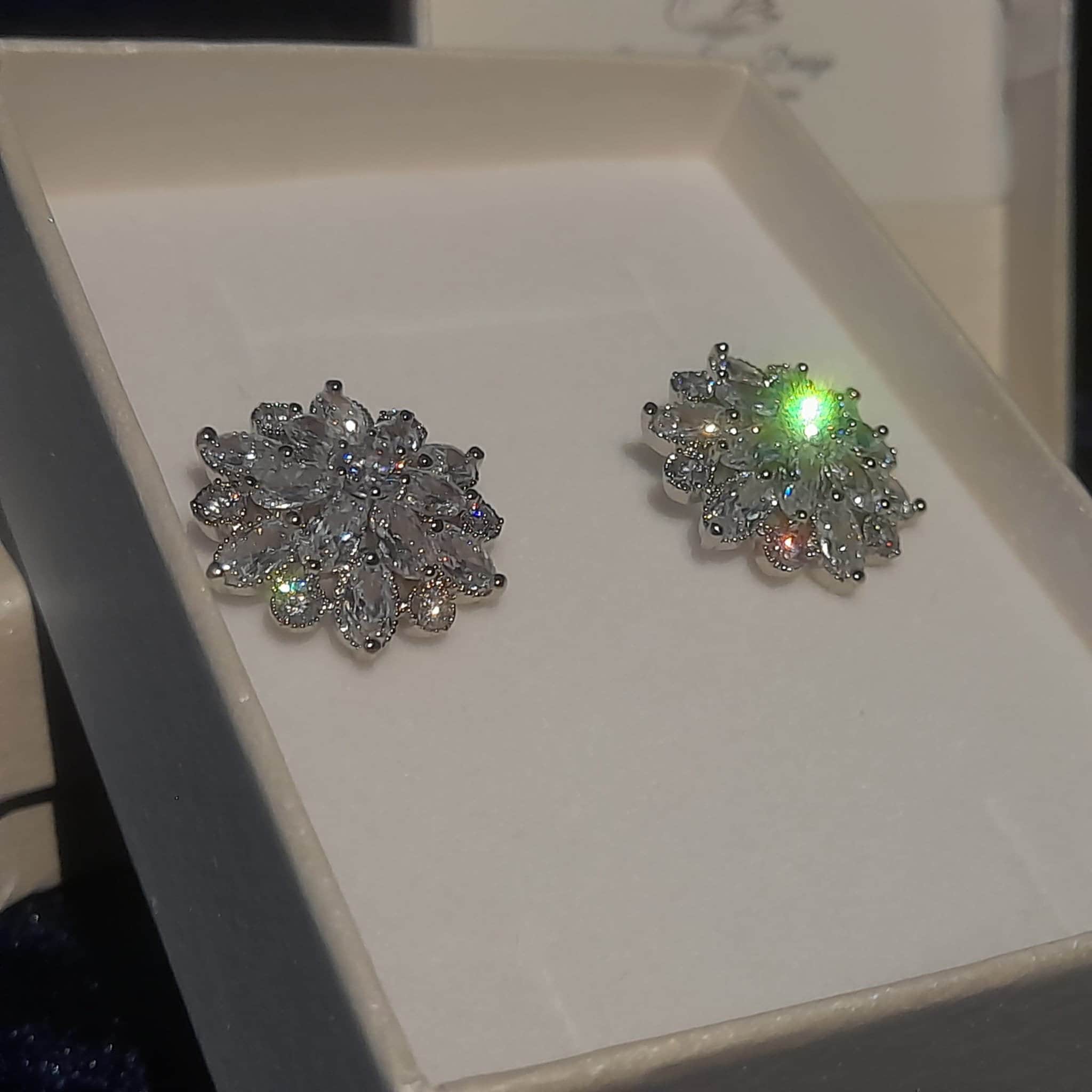 Swarovski Wedding Stud Earrings, Silver Plated Jewelry