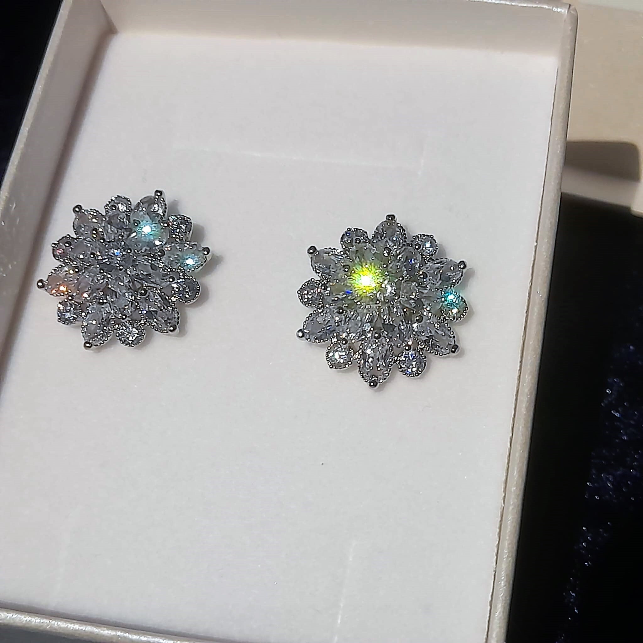Swarovski Wedding Stud Earrings, Silver Plated Jewelry