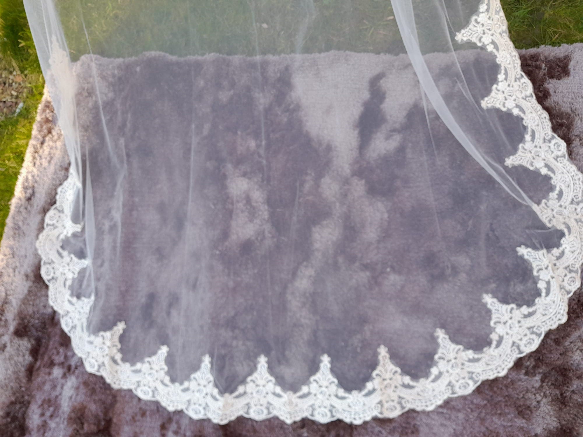 Lace Edge Wedding Cloak: Handmade Bridal Cape Veil