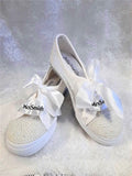 Customized Bridal Converse With Pearls,Personalized Sneakers,Flat Trainers For Bride