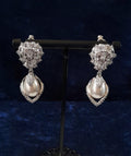 Bridal Pearl Drop Earrings: Silver Wedding Jewelry