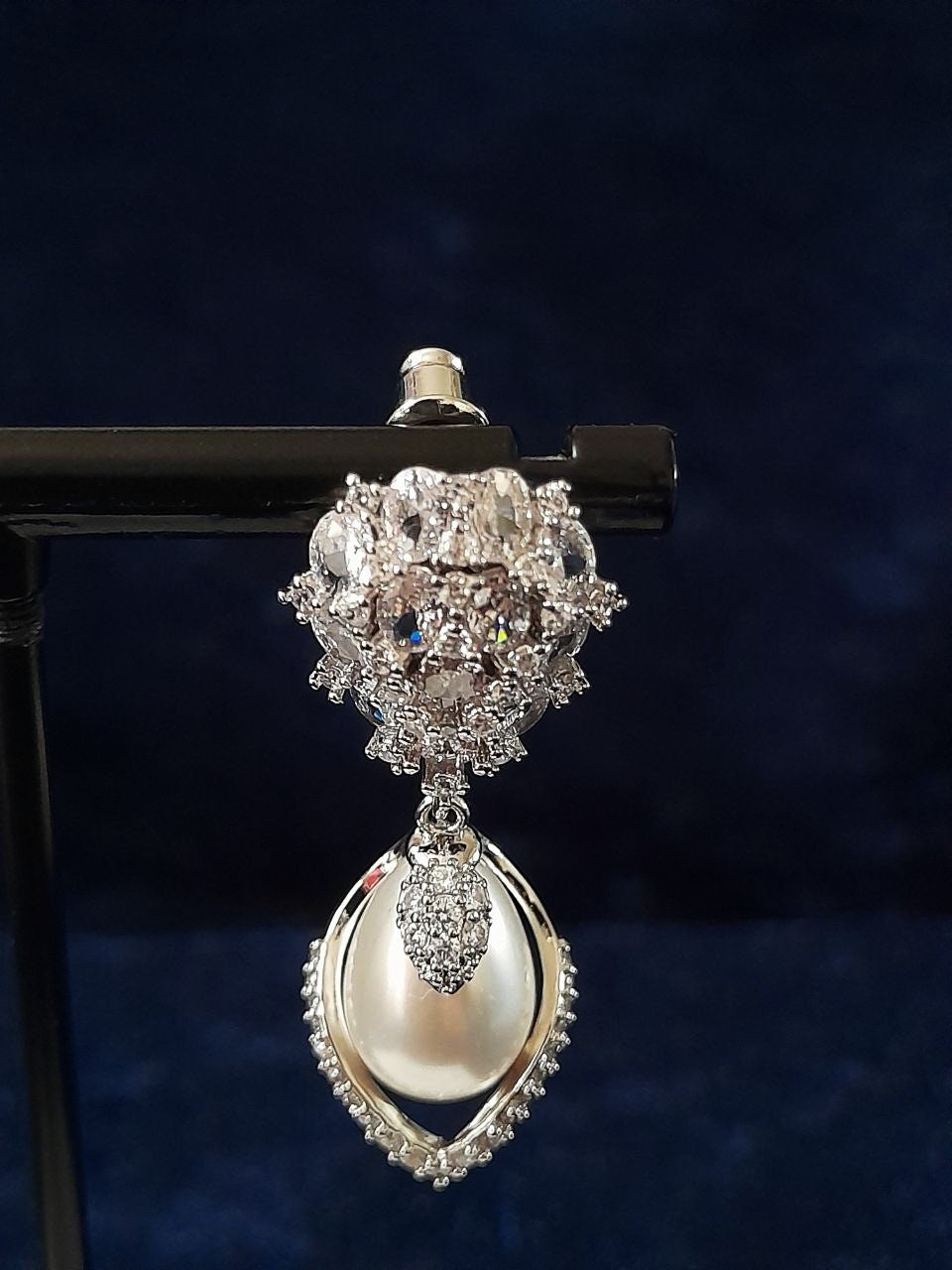 Bridal Pearl Drop Earrings: Silver Wedding Jewelry