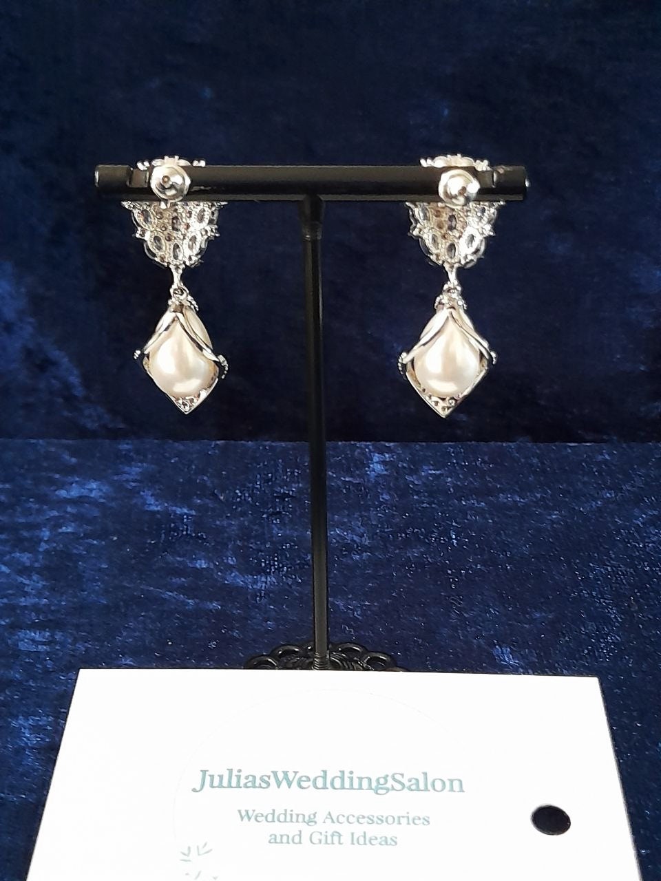 Bridal Pearl Drop Earrings: Silver Wedding Jewelry