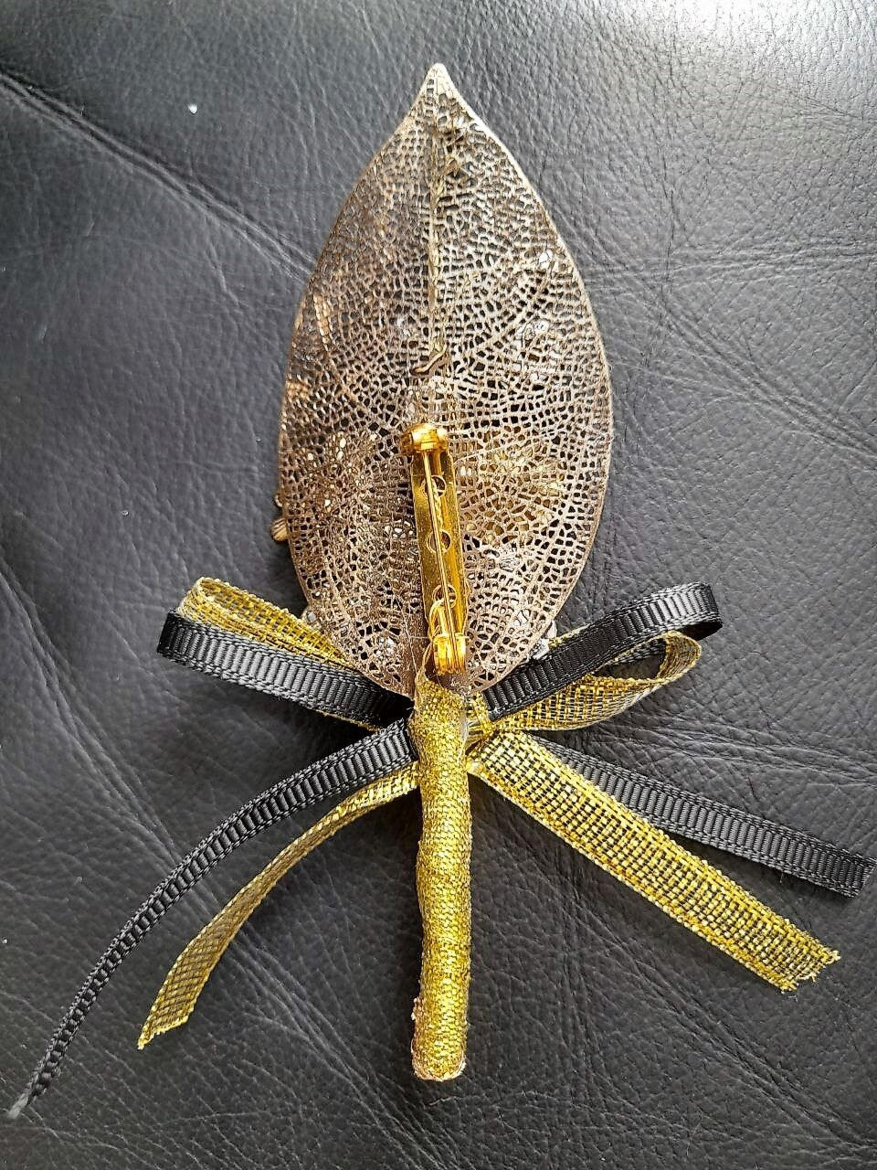 Men Wedding Boutonniere,Steampunk Black Boutonniere,Gold Button Hole
