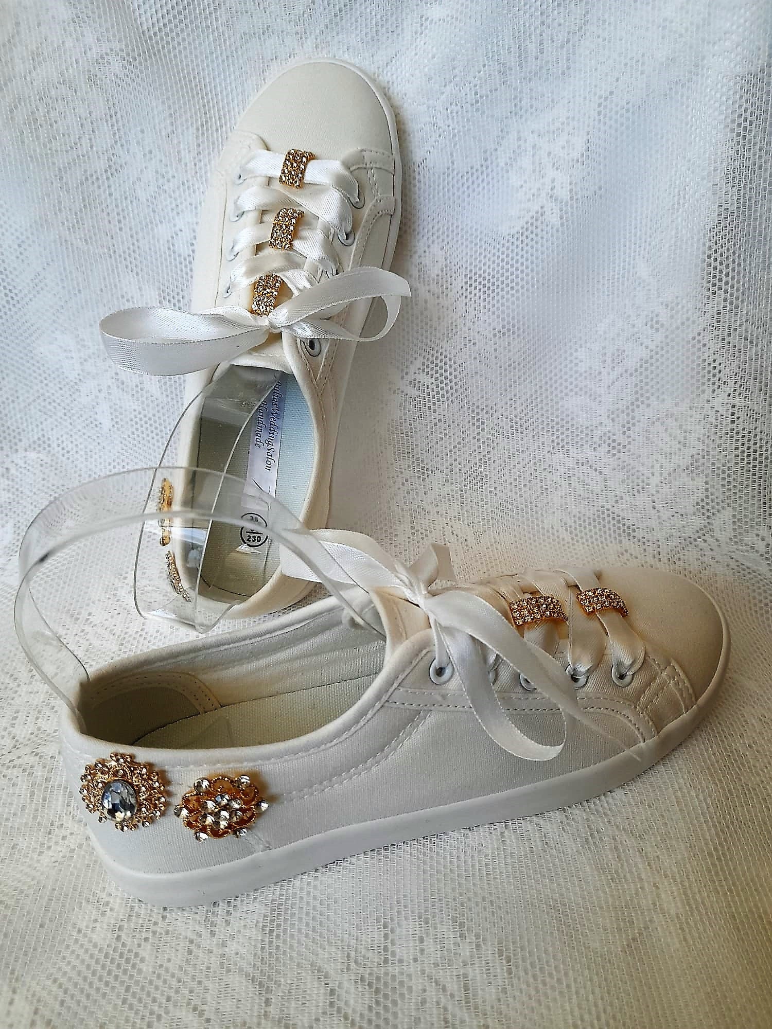 Personalized Bridal Flat Wedding Shoes,Converse For Bride,Sneakers For Party