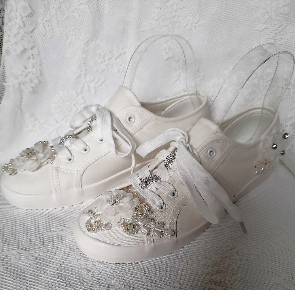 Personalized Bridal Flat Wedding Sneakers,Converse For Bride,Shoes For Party
