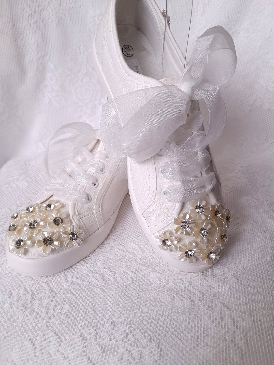 Cuctomized Bridal Flat Wedding Converse,Sneakers For Bride,Shoes For Party