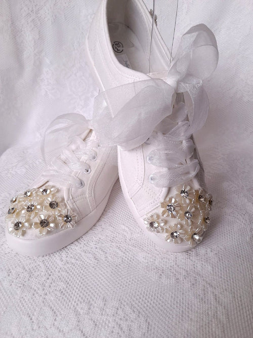 Cuctomized Bridal Flat Wedding Converse,Sneakers For Bride,Shoes For Party