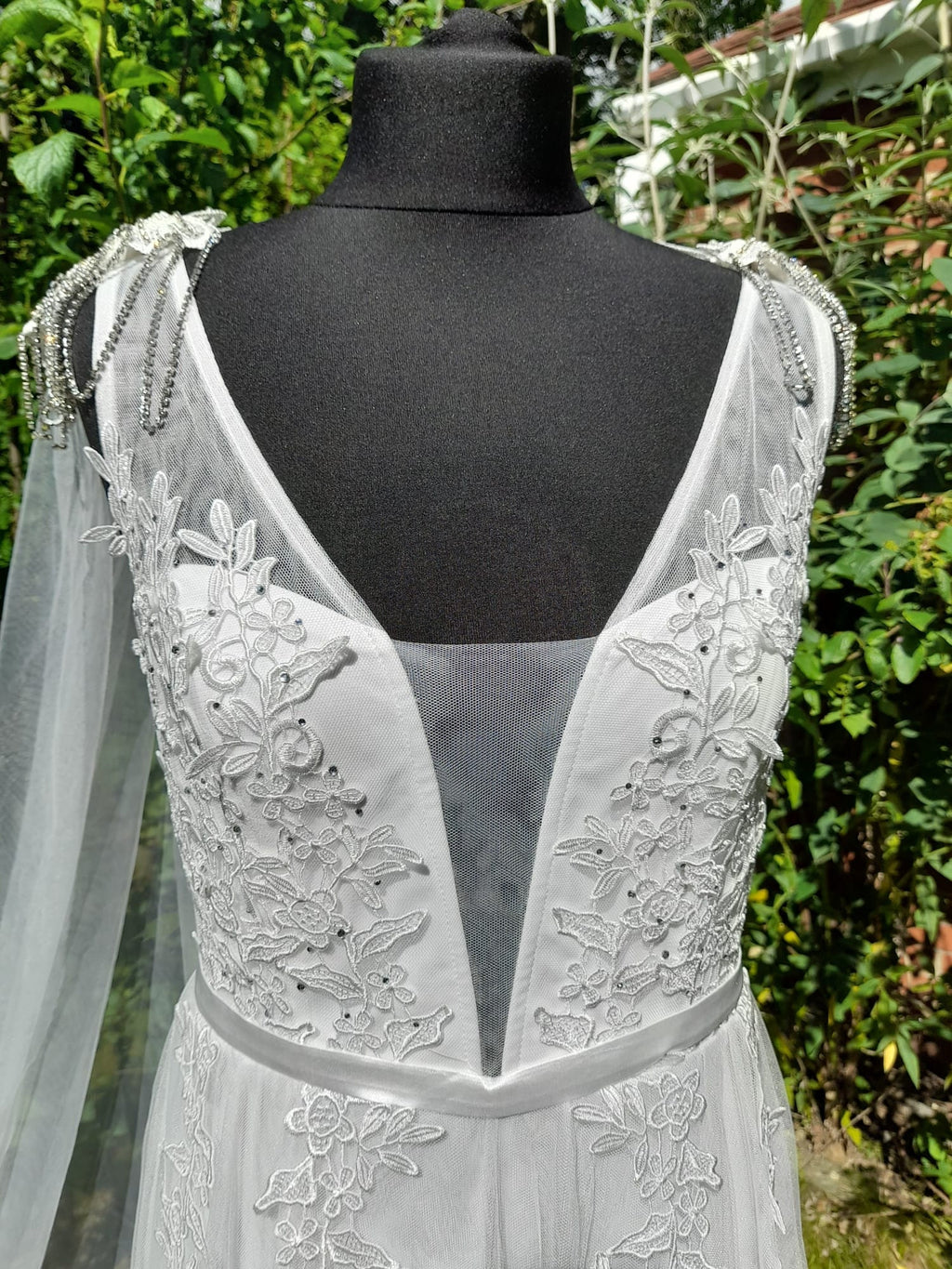 Off-white Wedding Cape Veil,Embellished Cloak,Cathedral Wrap