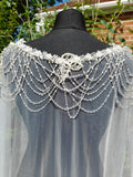 Off-white Wedding Cape Veil,Beaded Cloak,Cathedral Wrap