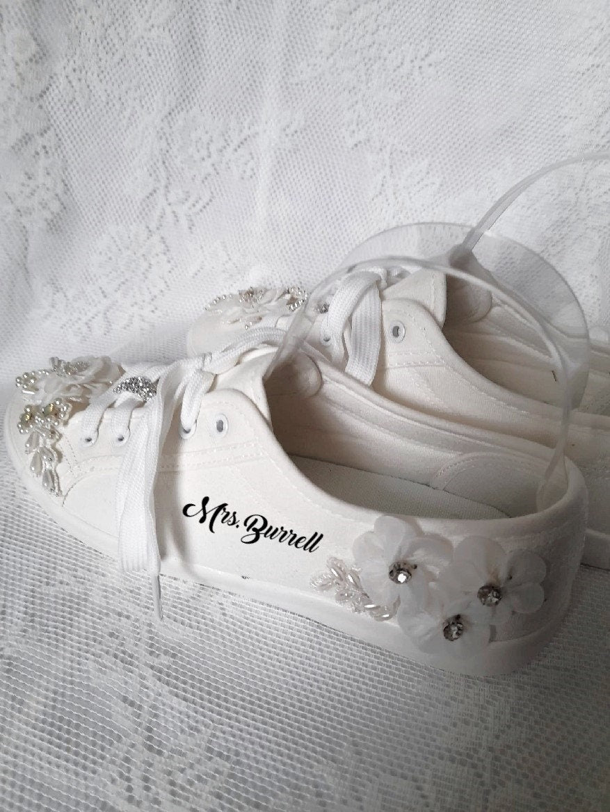 Personalized Bridal Flat Wedding Sneakers,Converse For Bride,Shoes For Party