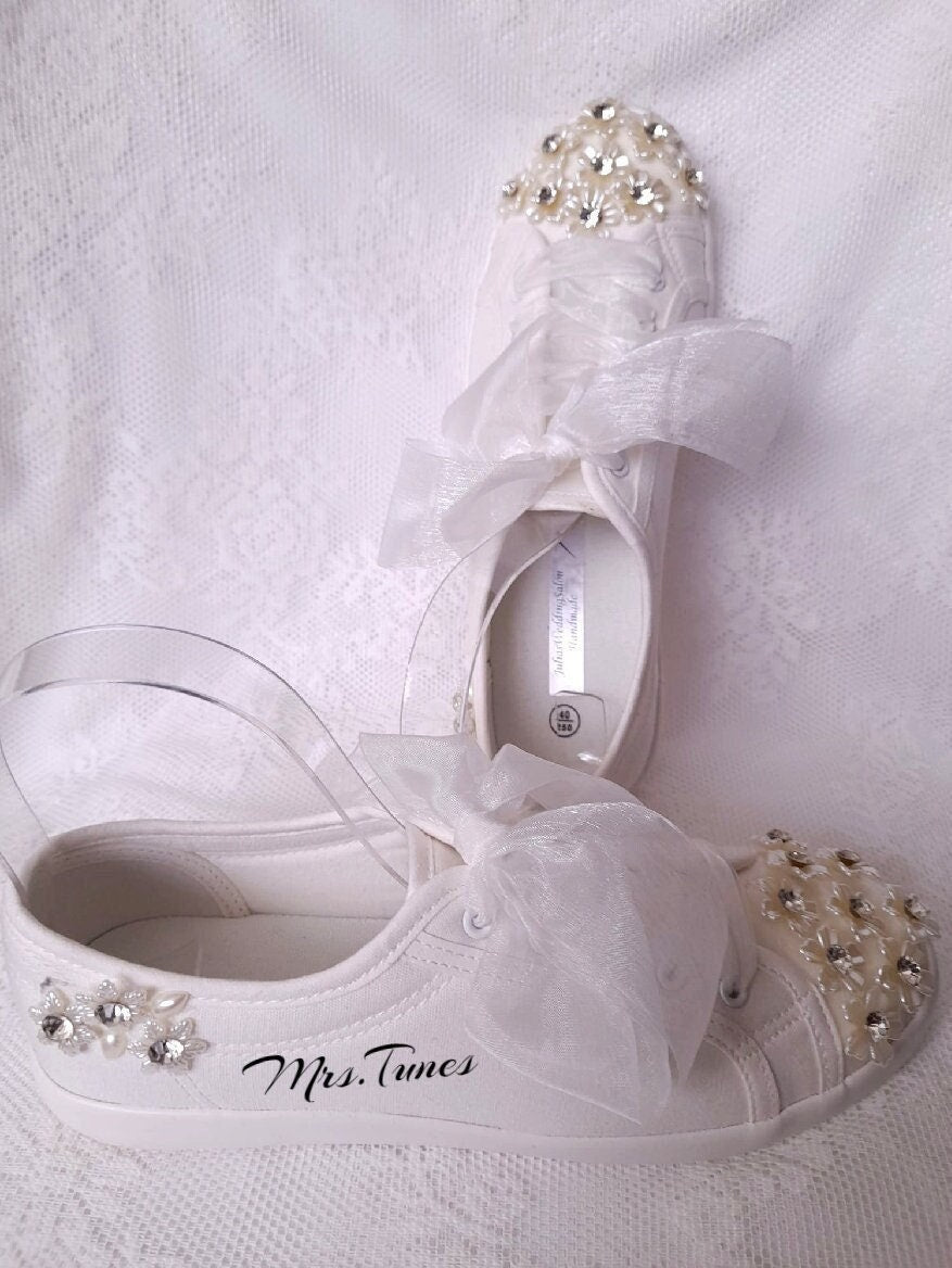 Cuctomized Bridal Flat Wedding Converse,Sneakers For Bride,Shoes For Party