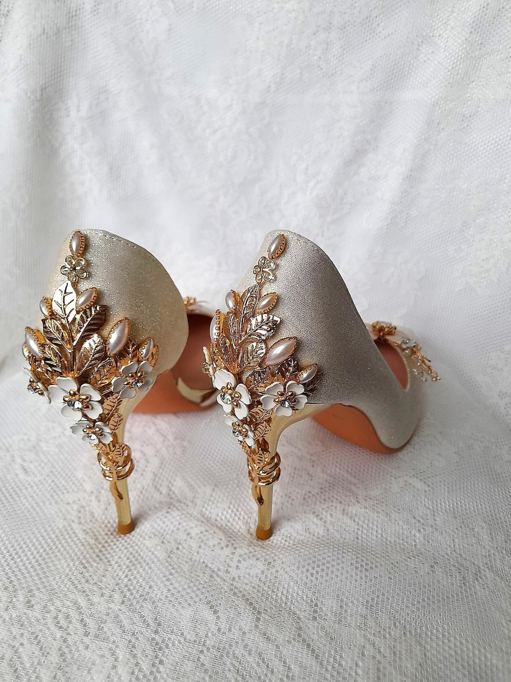 Ivory Bridal Shoes: Glitter Embellished Heel, Wedding Shoes