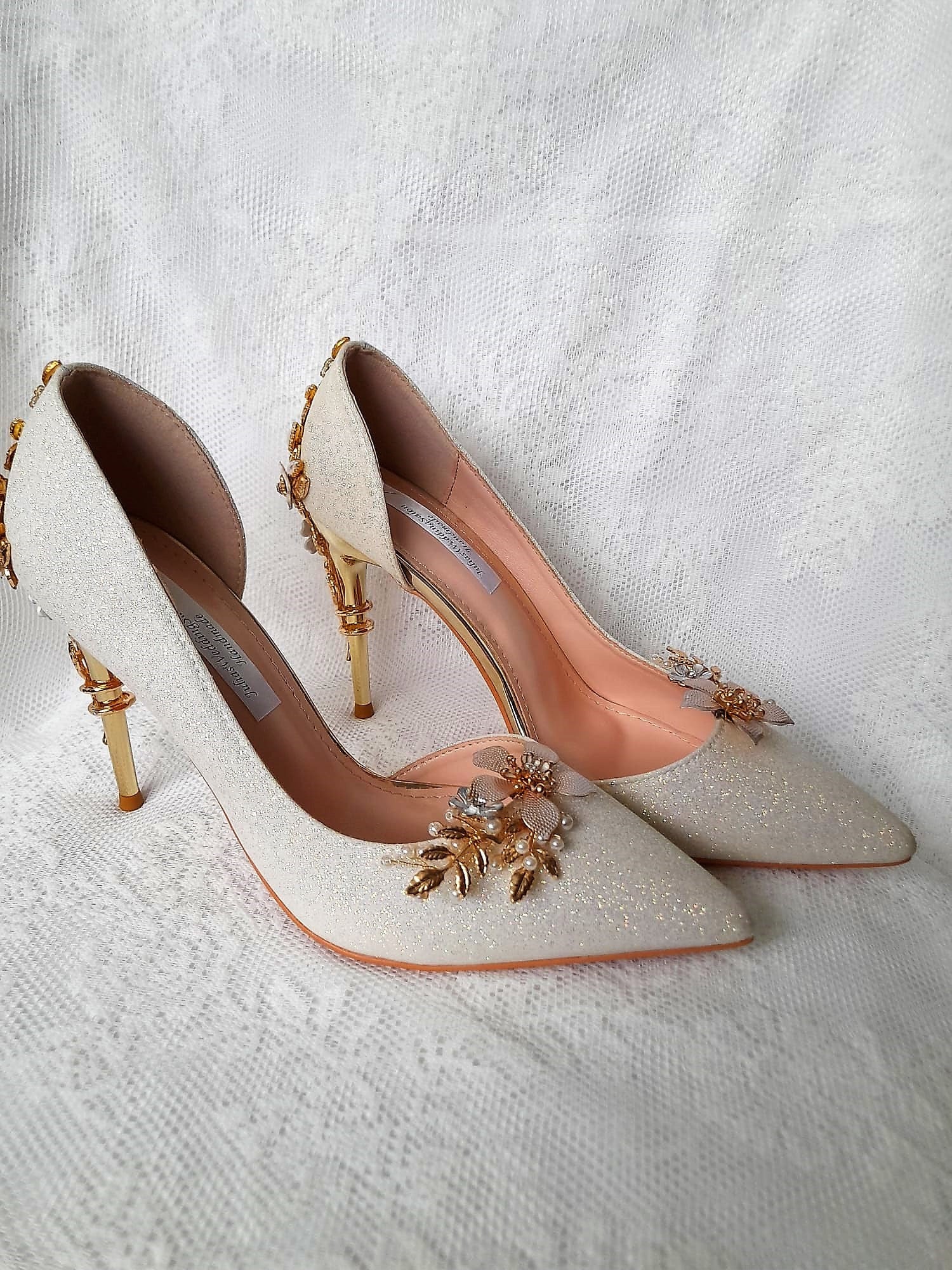 Ivory Bridal Shoes: Glitter Embellished Heel, Wedding Shoes