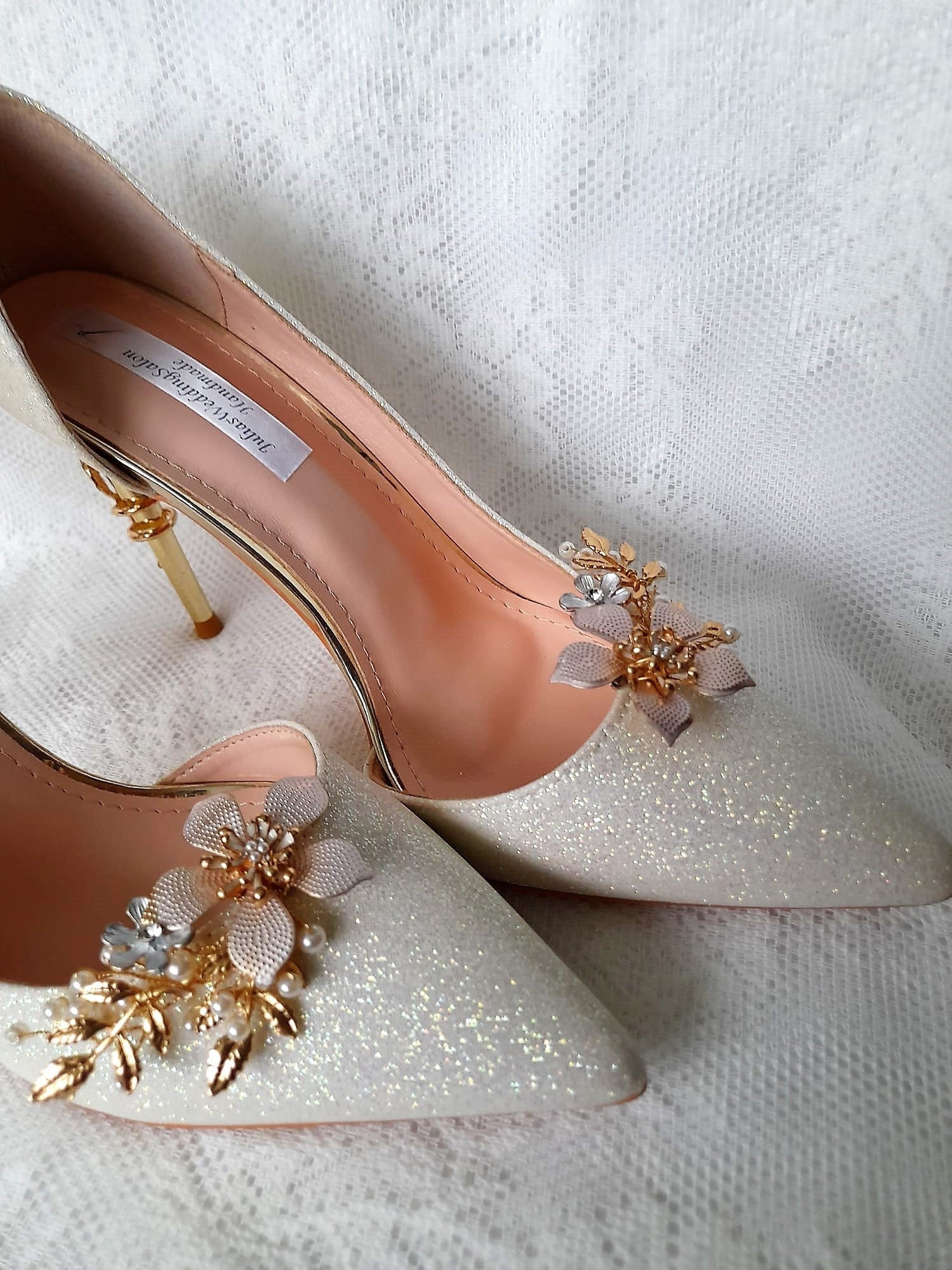Ivory Bridal Shoes: Glitter Embellished Heel, Wedding Shoes