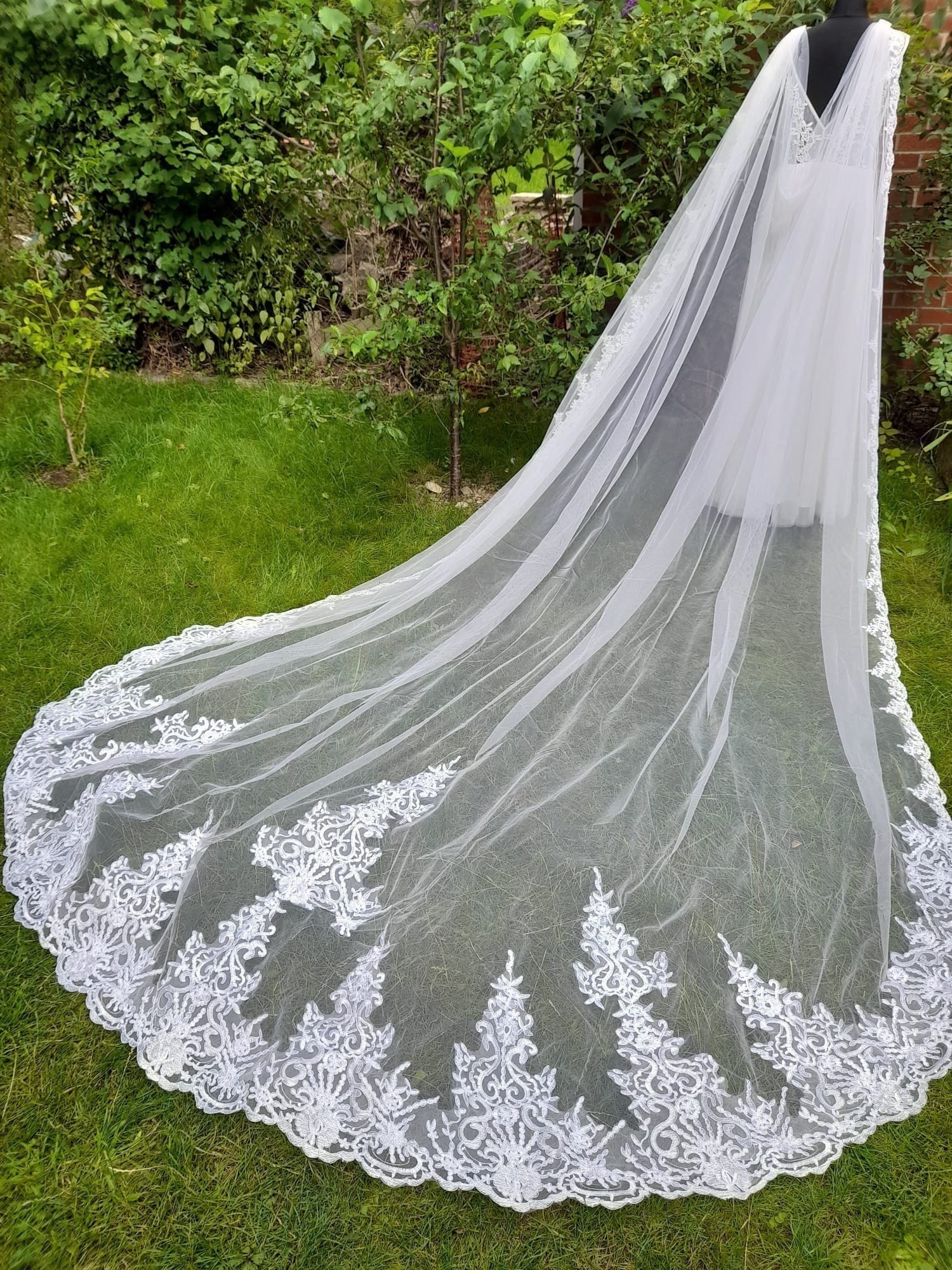 Dark Ivory Cathedral Bridal Cape Veil Cloak For Wedding