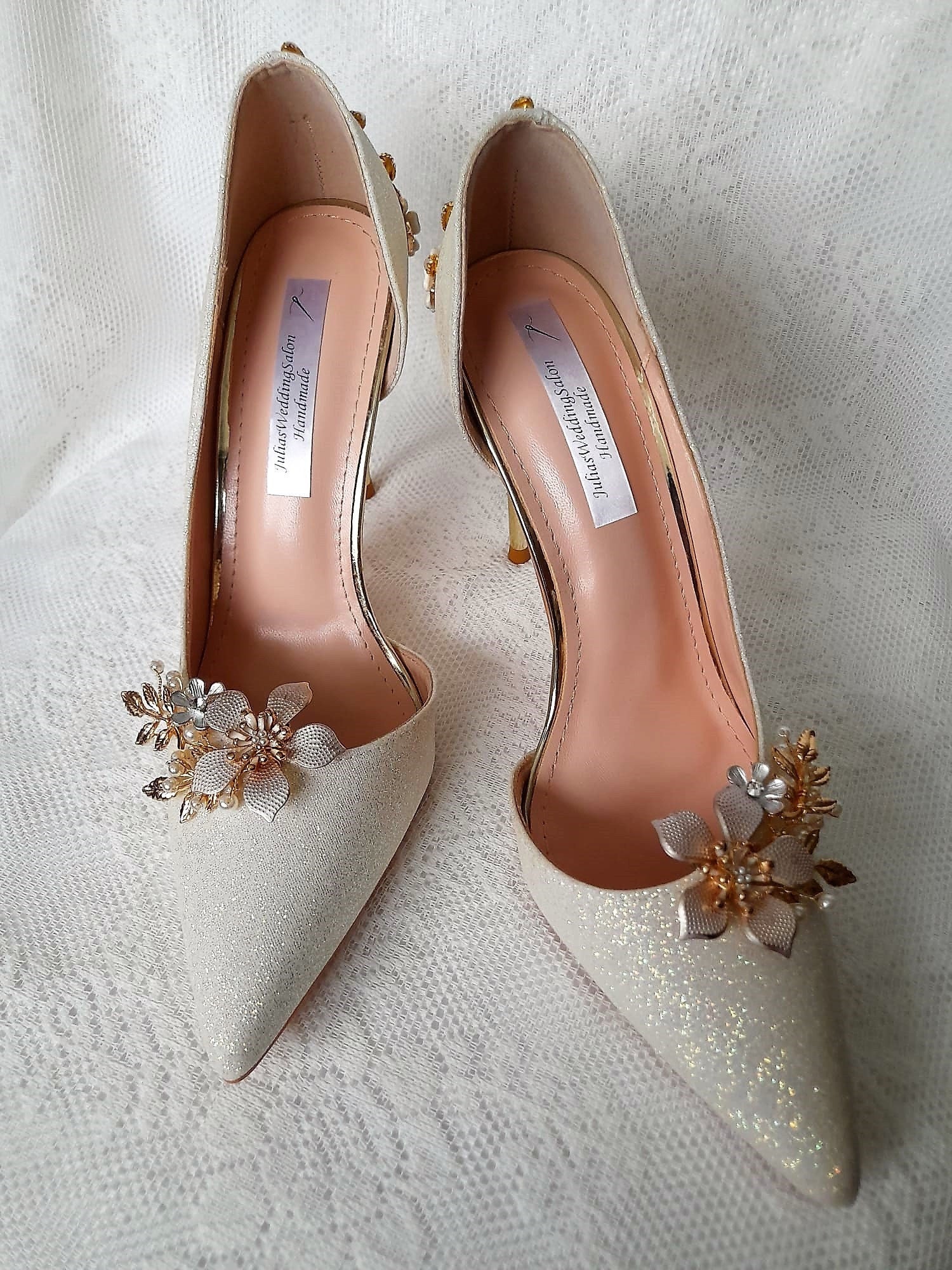 Ivory Bridal Shoes: Glitter Embellished Heel, Wedding Shoes