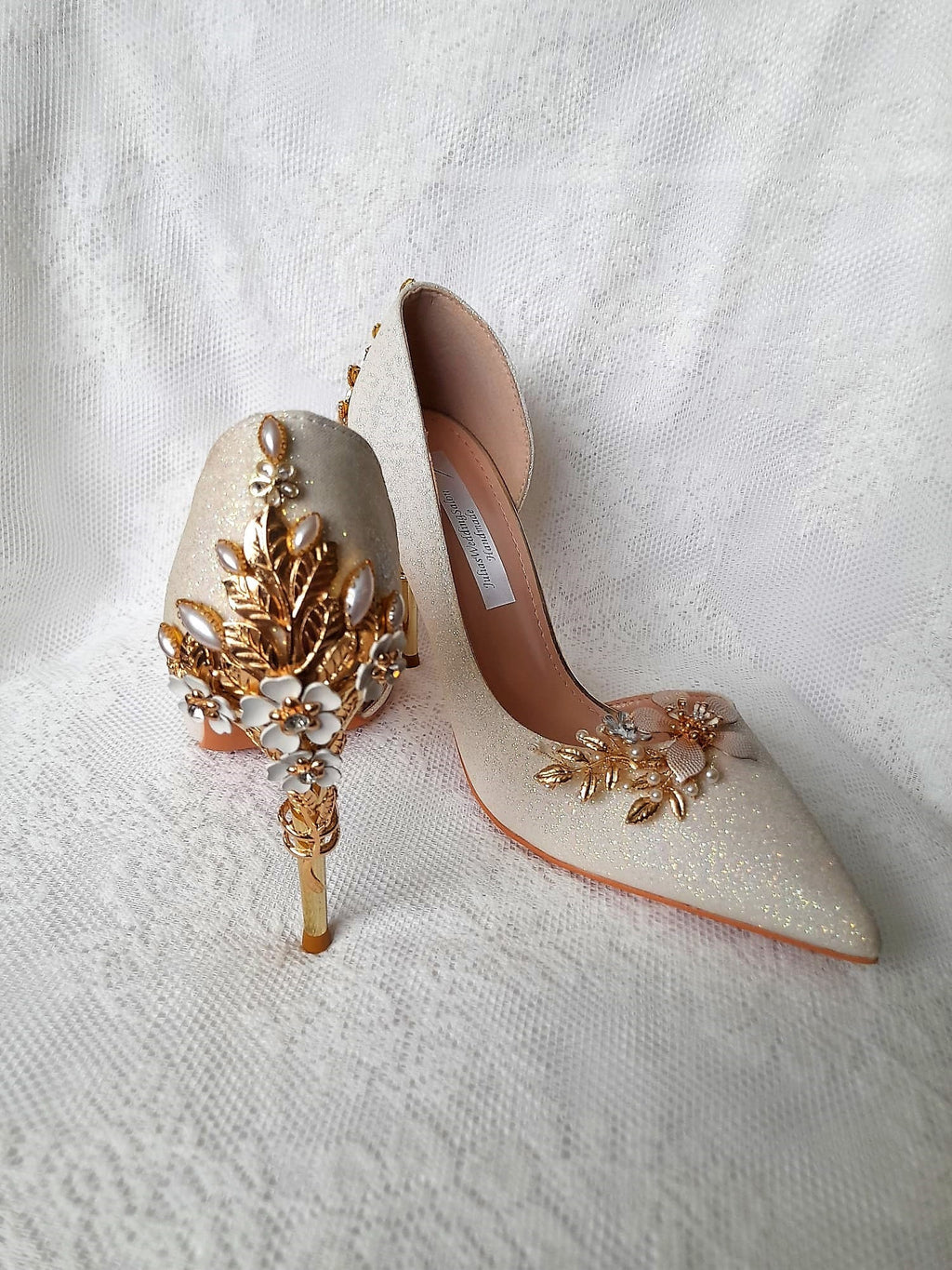 Ivory Bridal Shoes: Glitter Embellished Heel, Wedding Shoes