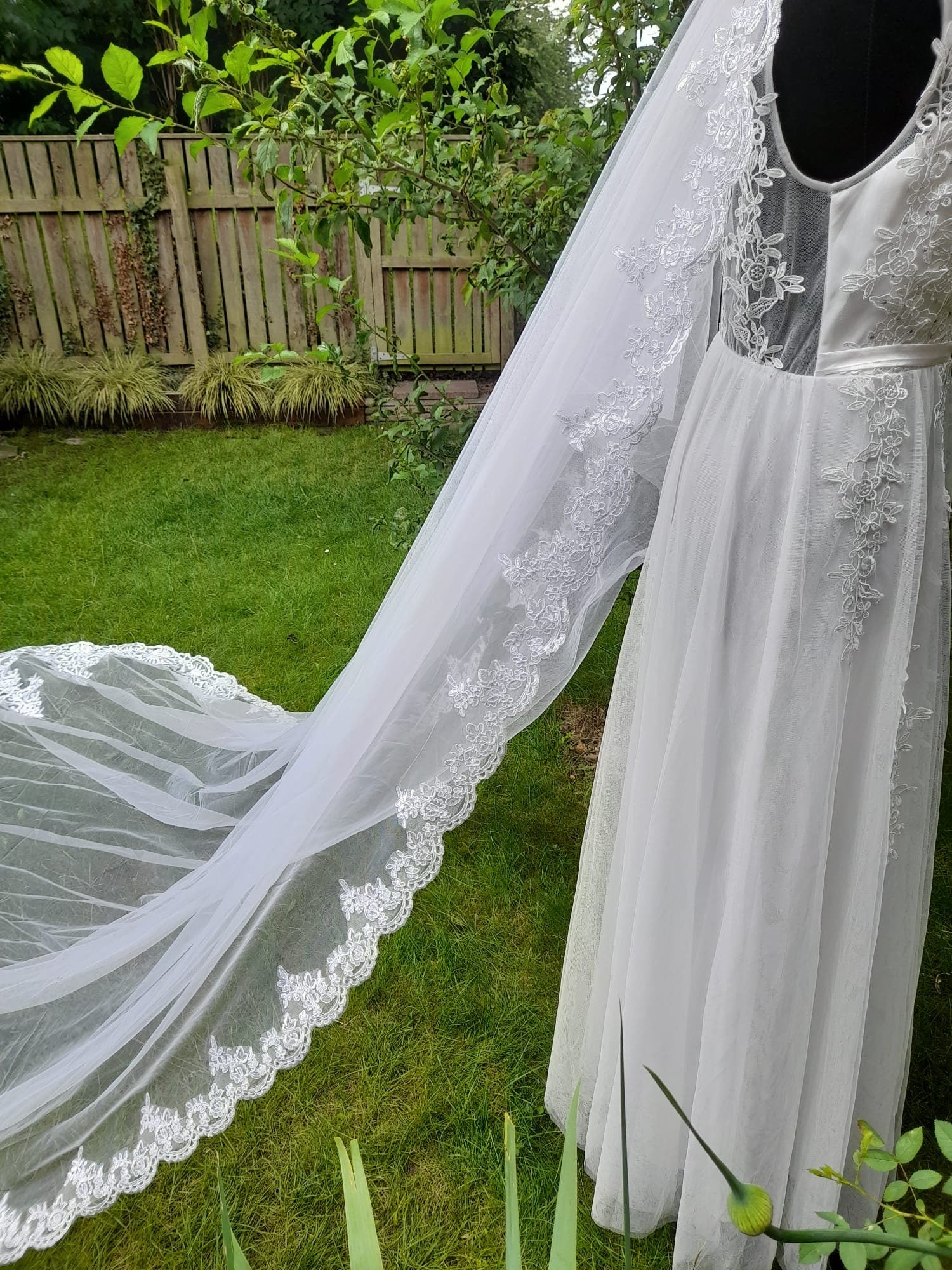 Dark Ivory Cathedral Bridal Cape Veil Cloak For Wedding