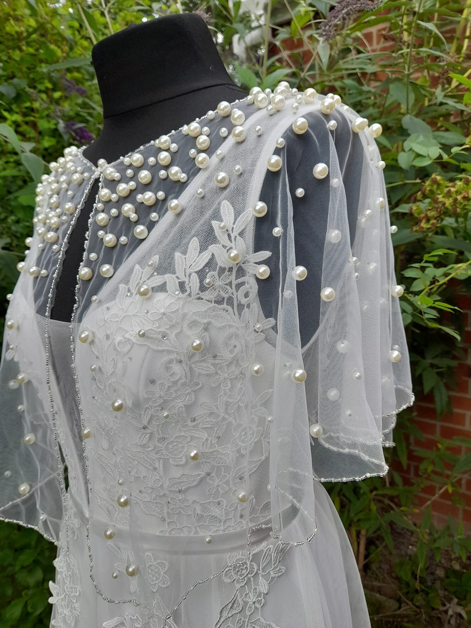 Pearl Cloak For Bride Wedding Coverup Bolero For Bridesmaid
