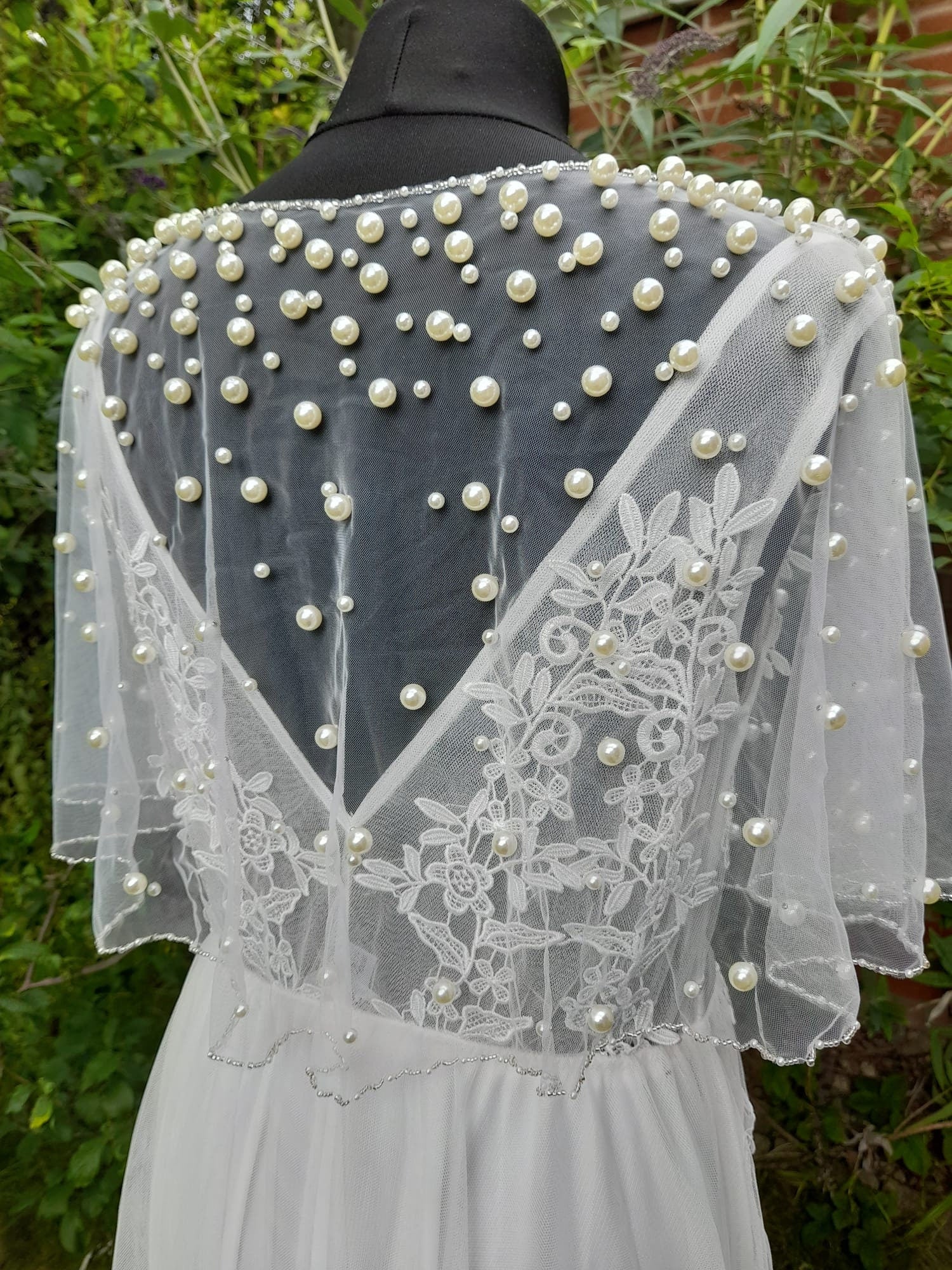 Pearl Cloak For Bride Wedding Coverup Bolero For Bridesmaid