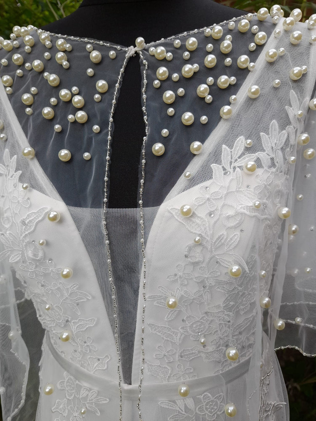 Pearl Cloak For Bride Wedding Coverup Bolero For Bridesmaid
