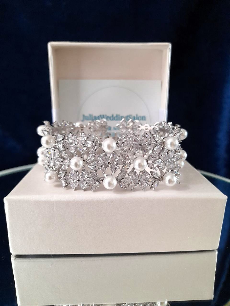 Pearl and Silver Bridal Bracelet, Elegant Jewellery For Formal Event