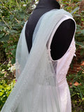 Romantic Sage Green Wedding Cape Veil with Silver Dust - Enchanting Customizable Cathedral Wrap