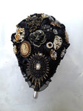 Black and Gold Gothic Waterfall Bouquet: Exquisite Brooch Cascading Wedding Bouquet with a Vintage Flair