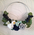 Boho Chic Floral Hoop Navy Blue Wedding Bouquet - A Unique Alternative Bridesmaid Bouquet